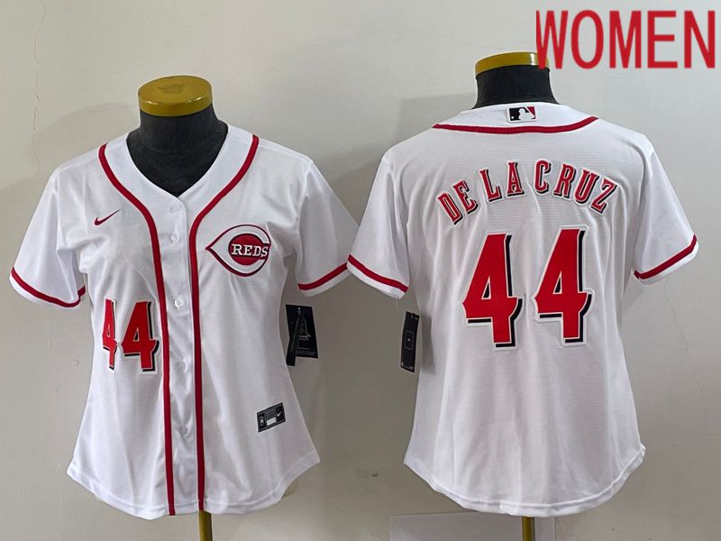 Women Cincinnati Reds 44 De La Cruz White Nike 2023 Game MLB Jersey